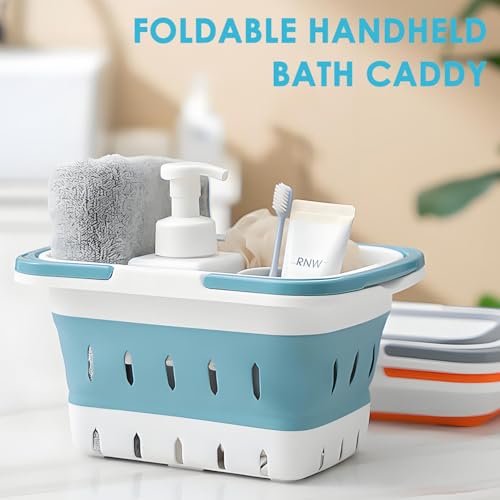 Fammart Portable Shower Caddy Tote – Collapsible Plastic Basket with Handles, Foldable Storage Organizer for Bathroom, Kitchen, College Dorm, Gym, Travel & Camping, Blue - color: Light Blue, size: Collapsible Plastic