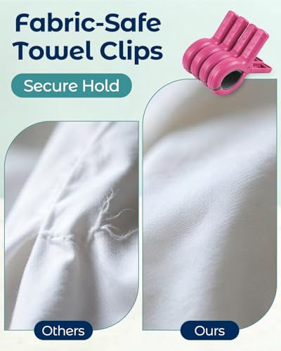 10 Pack Beach Towel Clips Heavy Duty Large Beach Essentials Chair Pool Clip - color: Pink