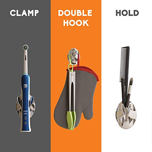 Chrome Cherry NEATERLY Broom and Mop Holder - Stick On Wall Organizer for Bathroom and Kitchen, Optional Screws Included (5-Pack)