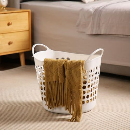 Suclain 3 Pcs Flexible Laundry Basket Set Carry Portable Flexible Laundry with Carrying Handles White Large Versatile Laundry for Bathroom College Dorm Laundry Room