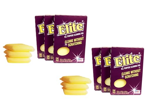 Elite All Purpose Cleaning Pad, 6 Pads (Individually Boxed), Non Scratch, Dish Sponge, Scrubber, Sponges for Kitchen and Household Use, Made in USA