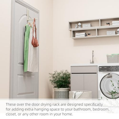 Over the Door Hanger, 2 Pack Foldable Over Door Drying Rack for Laundry - color: Beige