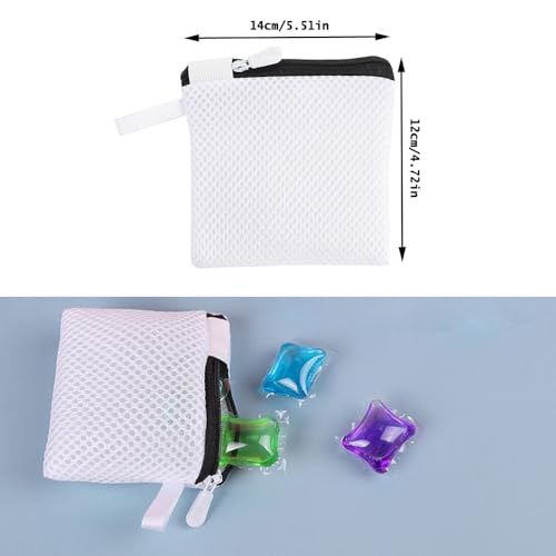 2 Pack In-Wash Scent Booster Beads Laundry Bag with Zipper Laundry Detergent Pacs Wash Bags for Soap Pacs Pods Sheets Scent Crystals Washing Machine Cleaner Descaler Deep Cleaning Tablets