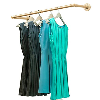 Gold Wall Mount Iaundry Drying Rack - 54" Pipe Garment Rack, Portable Heavy Duty Iron Closet Hanger Rod, Modern Metal Detachable DIY Hanging Bar for Laundry Room and Closet Storage - size: Gold 54" x1 pcs(2Base)