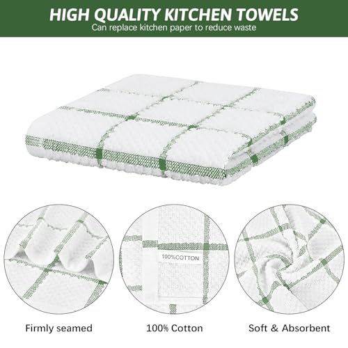 Nialnant 8 Pack Dish Cloths for Washing Dishes - color: Green Plaid, size: 12 x 12 in - 8PCS
