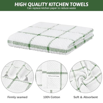 Nialnant 8 Pack Dish Cloths for Washing Dishes - color: Green Plaid, size: 12 x 12 in - 8PCS