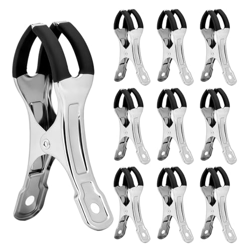 Heavy Duty Metal Beach Towel Clips, 4.33 Inch, 10 Pack Outdoor Clothes Clothespins - color: Black Clips