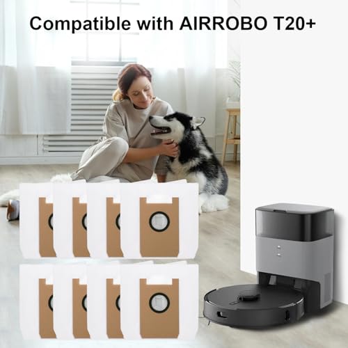 Dust Bags for AIRROBO T20+/ T25+/ T30+/ T25+C Robot Vacuum Cleaner, Replacement Vacuum Bags Disposable Bag Airrobo Robot Vacuum Cleaner Bags Replacement Parts (8 Pack) - size: 8pcs Dust Bags