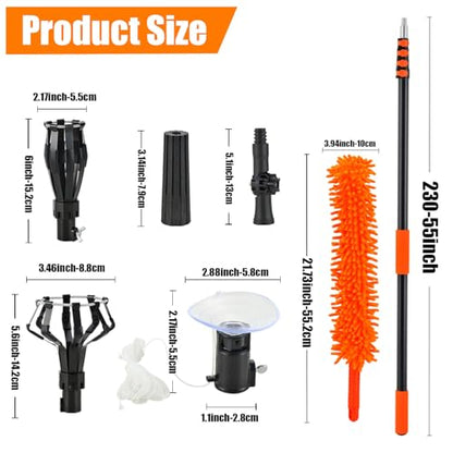 26FT Light Bulb Changer Kit, Telescoping Pole with 2 Gripper Baskets