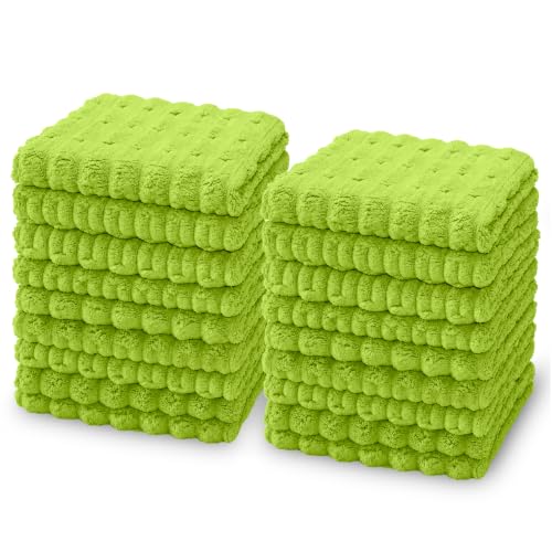 kimteny Microfiber Dish Cloths for Washing Dishes 18 Pack, Lime Green - color: Lime Green, size: 12 x 12 - 18 Pack