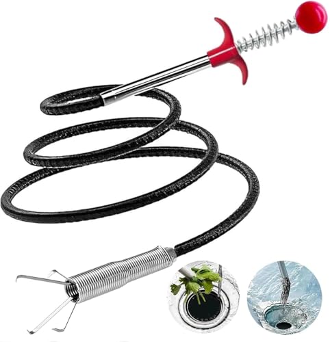76 Inch Drain Snake Upgraded Ball Knob – Toilet Snake Flexible Grabber Claw for Clog Remover & Pick Up Items
