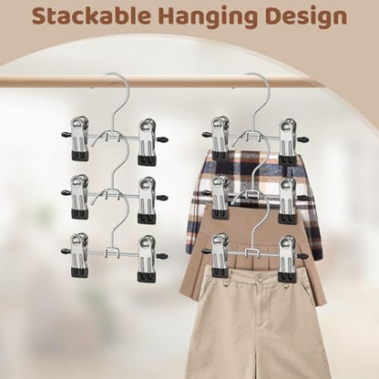 12 Pack Baby Hangers with Clips, 360°Rotatable Toddler Kids Pants Hangers - color: Black, size: 12