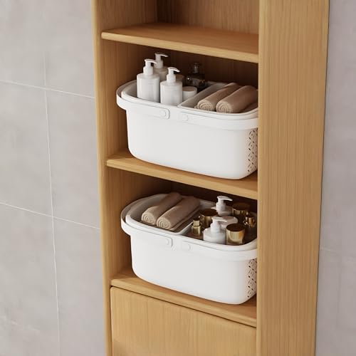 Pulseplay Plastic Shower Caddy Basket with Handle,White - color: White