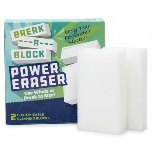 Melamine Cleaning Sponge (2-Pack) – Multi-Surface Eraser Sponge, Breakable Design for Longer Use, Removes Stains, Scuffs & Dirt on Kitchen, Bathroom, Walls, Shoes & More