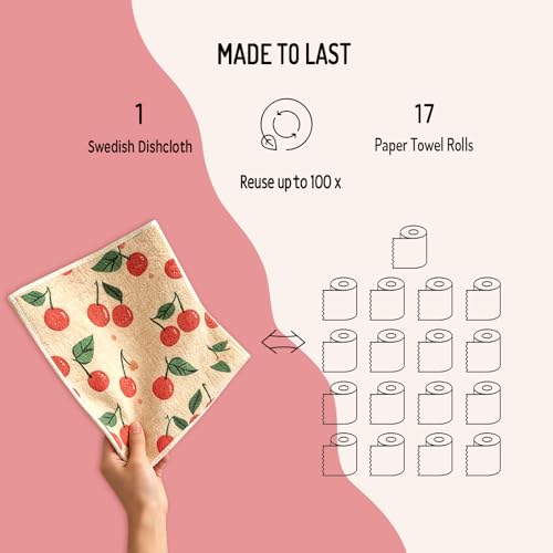 Swedish Dishcloths for Kitchen 6 Pack, Reusable Paper Towels Super Absorbent, Biodegradable Quick Drying Washable Dish Cloths Dishwasher Safe, Perfect as Hostess or Housewarming Gifts (Fruit) - color: Fruit Theme