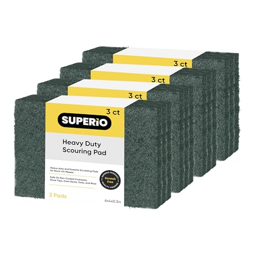 Scouring Pad Non-Scratching Scrubber Non-Scratch Cleaning Scrub Pads Heavy Duty Scouring Pad Reusable Kitchen Scrubbing Pad Pack of 12 Green, by Superio - color: Green, size: 12-pack