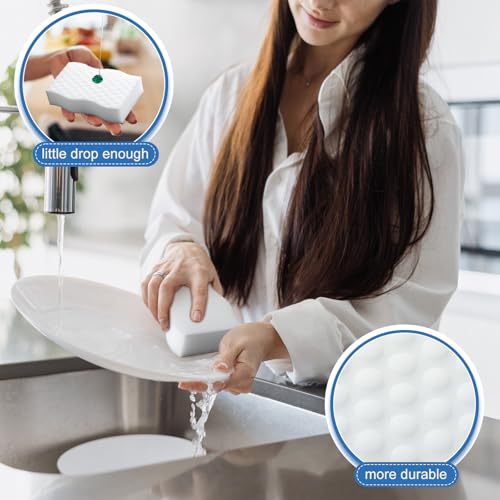 SiliFine Magic Extra Durable Sponge Eraser 3 Layer Density Cleaning Pads in Bulk Thick More Lasting Sponge Eraser for Bathroom Kitchen Floor Bathtub Toilet Cleaner - color: White