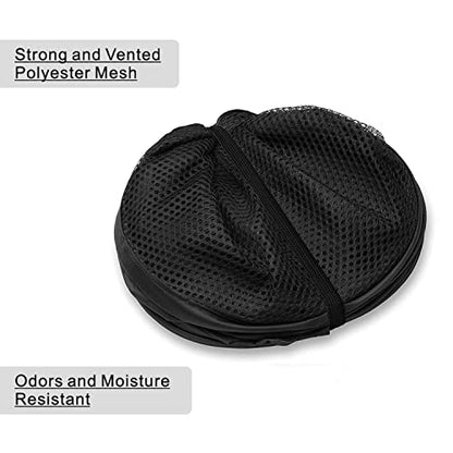 BATTOO Deluxe Strong Mesh Pop up Laundry Hamper Basket with Side Pocket Foldable Hamper for Laundry Room, Bathroom, Kids Room, College Dorm or Travel Black + Grey - color: Black+Grey