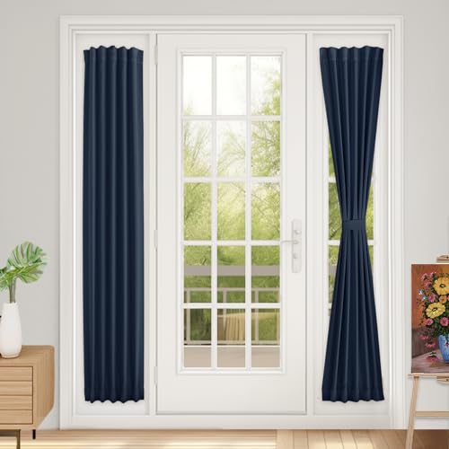 Vatge Door Curatins for Doorway - Sidelight Curtains for French Doors Glass Doors Curtains for Front Door, 1 Panel, W12 x L72, Navy - color: Navy, size: 12"W x 72"L (Pack of 1)