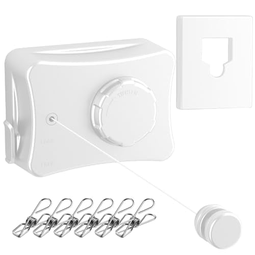 Retractable Clothesline - Heavy Duty 44lb 304 Stainless Lines,16.7ft Anti-Sag Design, Drill-Free Install for Indoor/Outdoor Use (White, Single Line) - color: White, size: Single Line