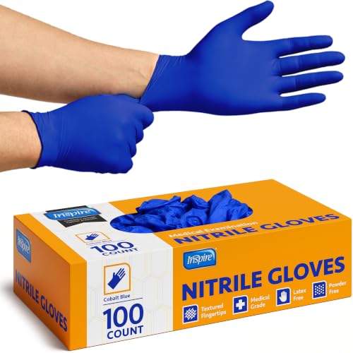 Inspire Cobalt Blue Nitrile Disposable Gloves | 4.5 Nitrile Safety Medical Exam Cooking Cleaning Disposable Gloves - size: Small, style: Blue - Box of 100