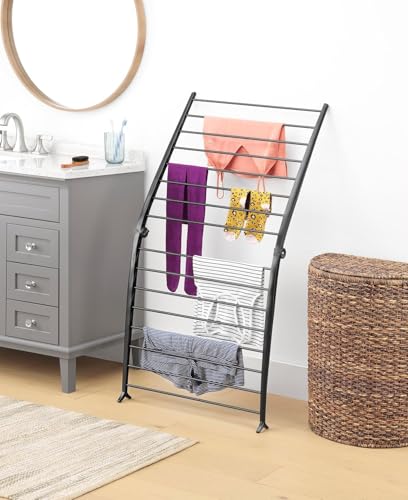 Whitmor Spacemaker Folding Drying Rack, Indoor Clothes Organizer with Patent-Pending Design, Space Saving, 6" L x 26" W x 51.5" H, Black - color: Black