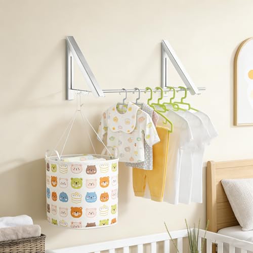 FOLAI 2-Piece Drill-Free Folding Clothes Drying Rack (Silver) - color: Silver, size: 2-Piece