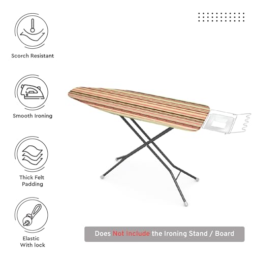 Encasa XO Ironing Board Cover and Pad, 42"x14" Medium, 4mm Felt - color: Multistripe, size: Medium