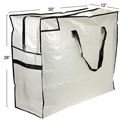 Household Essentials 2622 MightyStor Large Storage Bag with Handles | Clothing and Linen Storage Bag | White Tarp with Black Trim (Pack of 12) - size: Large (Pack of 12)