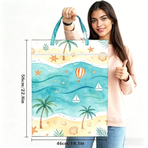 Beach Travel Laundry Bag Washable Dirty Clothes Bag for Gym - color: Beach 2