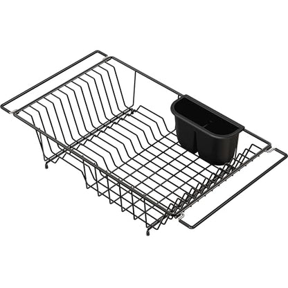 Simple Houseware Large Stainless Over Sink Counter Dish Drainer Rack, Black - color: Black, size: Large