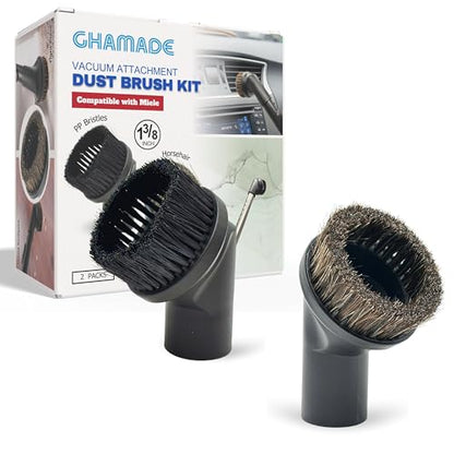 2PACK (35MM) Vacuum Brush Attachment Kit for Car Detailing, Furniture & More (PP & Horse Hair Bristles) - Fit Miele C1 C2 C3 & Shark Navigator Lift Away NV360 NV350 LA555