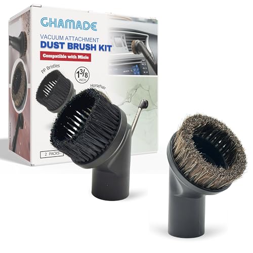 2PACK (35MM) Vacuum Brush Attachment Kit for Car Detailing, Furniture & More (PP & Horse Hair Bristles) - Fit Miele C1 C2 C3 & Shark Navigator Lift Away NV360 NV350 LA555