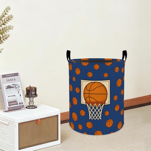 Basketball Oxford Cloth Laundry Basket with Handles 19.7"X15.7" - color: Basketball