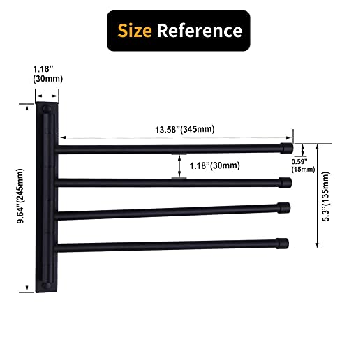 Swivel Hand Towel Bar Bathroom Swing Hanger Towel Rack Holder Matte Black Finish, Wall Mounted, 4-Arm - color: Black