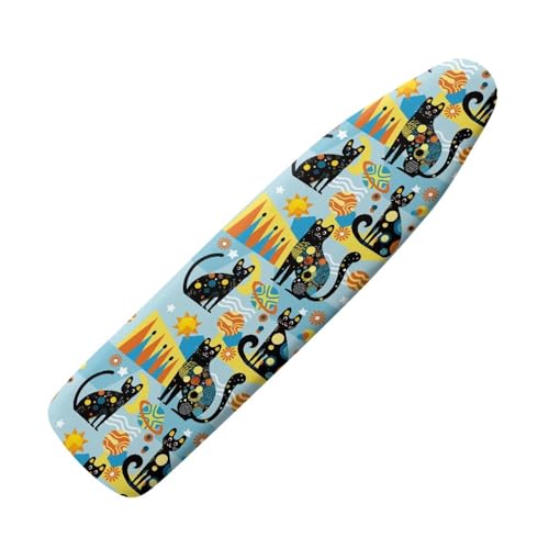 Black Cat Ironing Board Covers with Elastic Edge Non Stick Scorch Padded Ironing Board Covers Stain Resistant Hook and Loop Design Easy to Install - color: Black Cat
