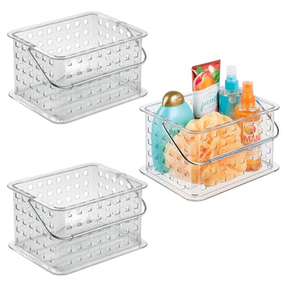 iDesign Small Clear Shower Caddy with Handle, 3-Pack - style: Pack of 3