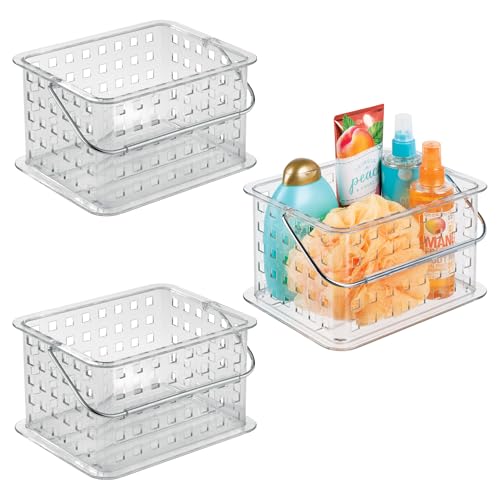 iDesign Small Clear Shower Caddy with Handle, 3-Pack - style: Pack of 3