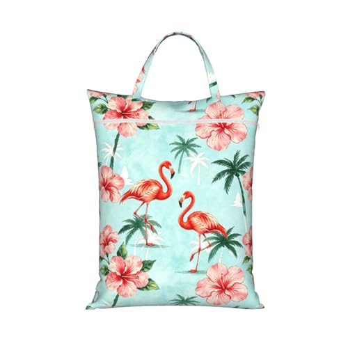 Tropical Trees Flamingo Summer Beach Travel Laundry Bags Cloth Diaper Wet Bags Handle Washable Dirty Clothes Bags Wet Dry Bag Suitcase Gym Swimming Pool College Dorm Wet Bag - color: 1 PC10, size: One Size