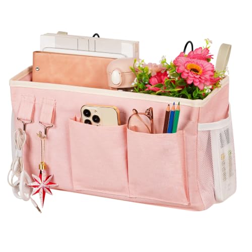 Lilithye Bedside Caddy, Bedside Storage Bag Hanging Organizer for Bunk Bed - color: 1pc New Pink