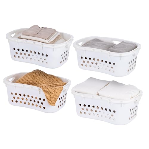 IRIS USA Laundry Basket, 51L Plastic Hip Hold Hamper, 4 Pack, 1.5 Bushel - color: White, size: 50L - 4 Pack