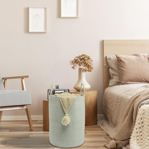 XUANGUO Cotton Rope Laundry Basket Hamper for Clothes,Large green - color: green, size: Large