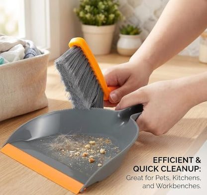 Mini Broom and Dustpan Set - Small Broom and Dustpan Set for Home, Camping Broom, Whisk Brooms Small(Gray Orange) - color: Gray Orange