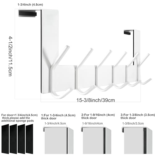WEBI Over the Door Hooks,Over Door Towel Rack,Door Hanger,Door Coat Hanger,Over the Door Coat Rack,Door Hooks for Hanging Clothes,Back of Door,White - color: White, size: 1 Pack