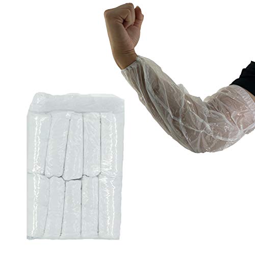 Disposable Arm Sleeves Covers, 100pcs Waterproof PE Oversleeves Covers - color: White