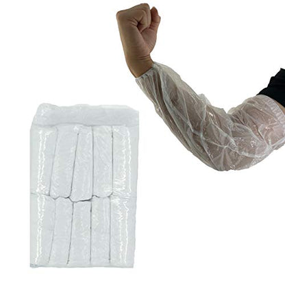 Disposable Arm Sleeves Covers, 100pcs Waterproof PE Oversleeves Covers - color: White