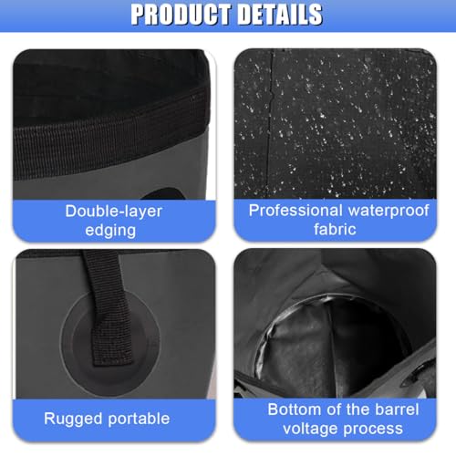 5 Gallon Collapsible Bucket with Handle for Car Washing (Black) - color: Black