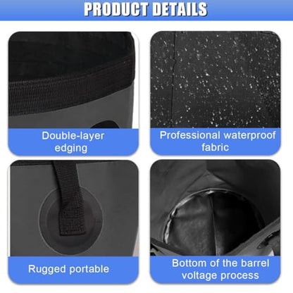 5 Gallon Collapsible Bucket with Handle for Car Washing (Black) - color: Black
