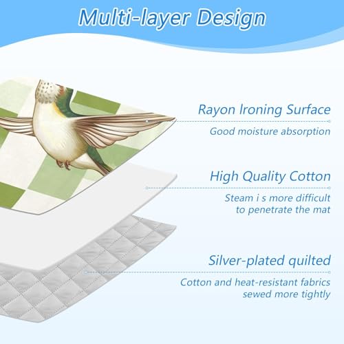 Ironing Mat Portable Ironing Pad Ironing Blanket for Table Top Heat Resistance Double-Side Using Travel Large 47.2 x 27.6 Inch Foldable Lightweight Checkered Green and White Hummingbirds - color: Checkered Green and White Hummingbirds Daisy