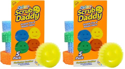 Scrub Daddy Scratch-Free Multipurpose Kitchen Sponges - Bulk Dish Sponges for Kitchen, Bathroom, Household Cleaning & More - Made with BPA-Free Polymer Foam (5 Count) (Pack of 2) - size: 5 Count (Pack of 2)